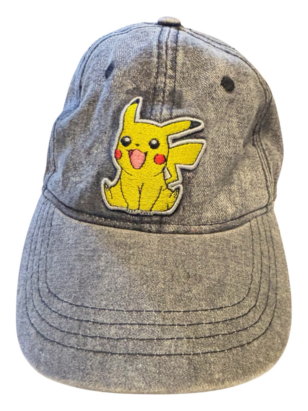 Pokemon Pikachu Patch Gray Baseball Cap OSFM  - great condition
